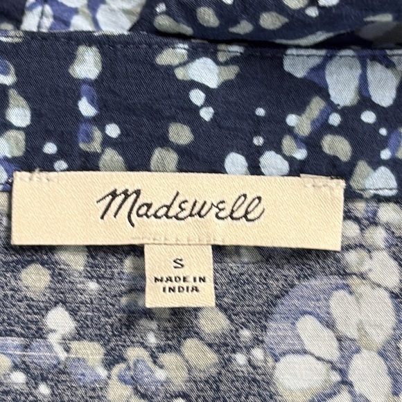 Madewell Button-Front V-Neck Mini Dress in Classic Indigo - Size Small - Picture 6 of 8